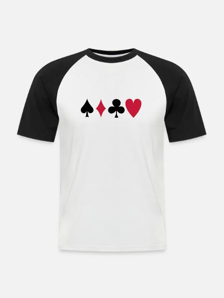 poker - Männer Baseball-T-Shirt - Weiß/Schwarz