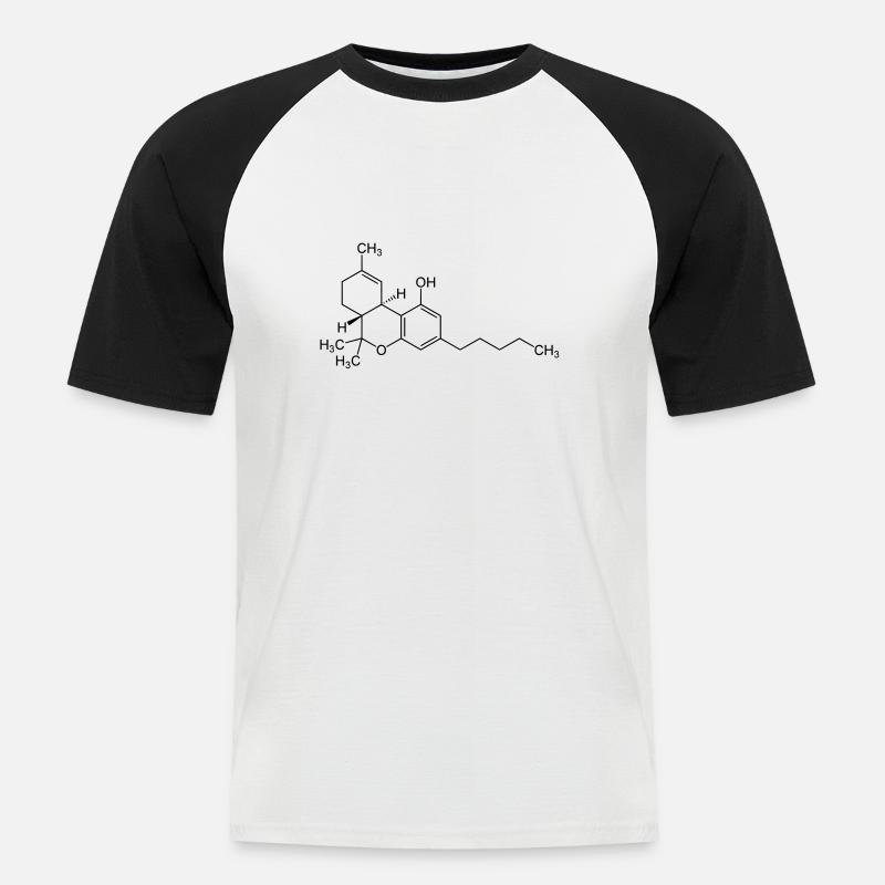 THC Molekül - Männer Baseball-T-Shirt - Weiß/Schwarz