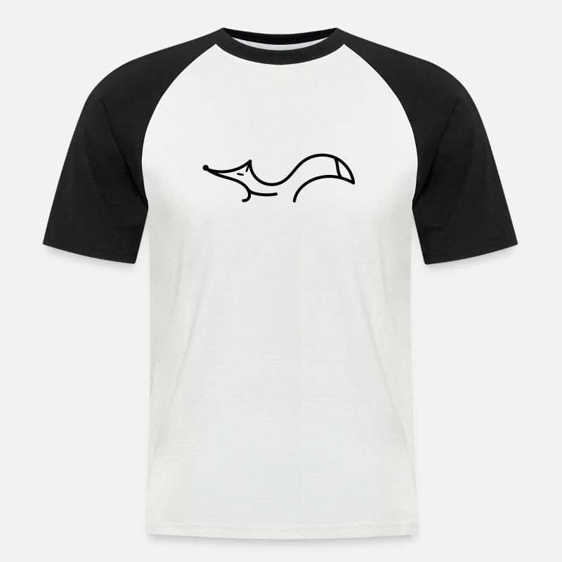 Fuchs linear b - Männer Baseball-T-Shirt - Weiß/Schwarz
