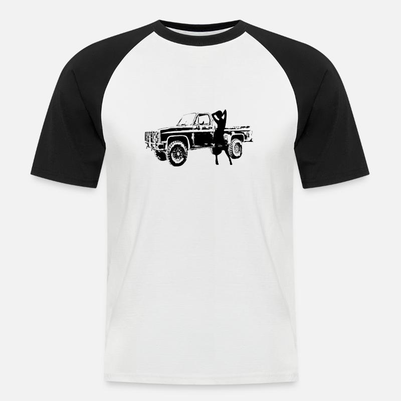 Auto - Männer Baseball-T-Shirt - Weiß/Schwarz