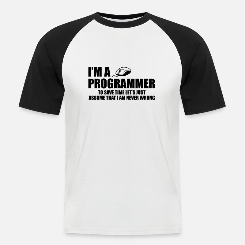 Programmer Programming Informatik Geschenk - Männer Baseball-T-Shirt - Weiß/Schwarz