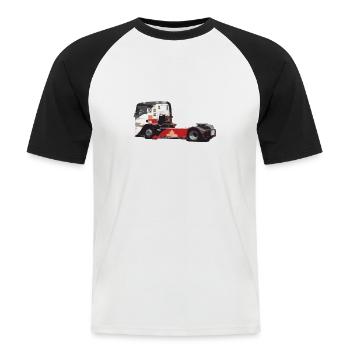 camion de course - T-shirt baseball manches courtes Homme - blanc/noir - Devant - Nik (191cm)