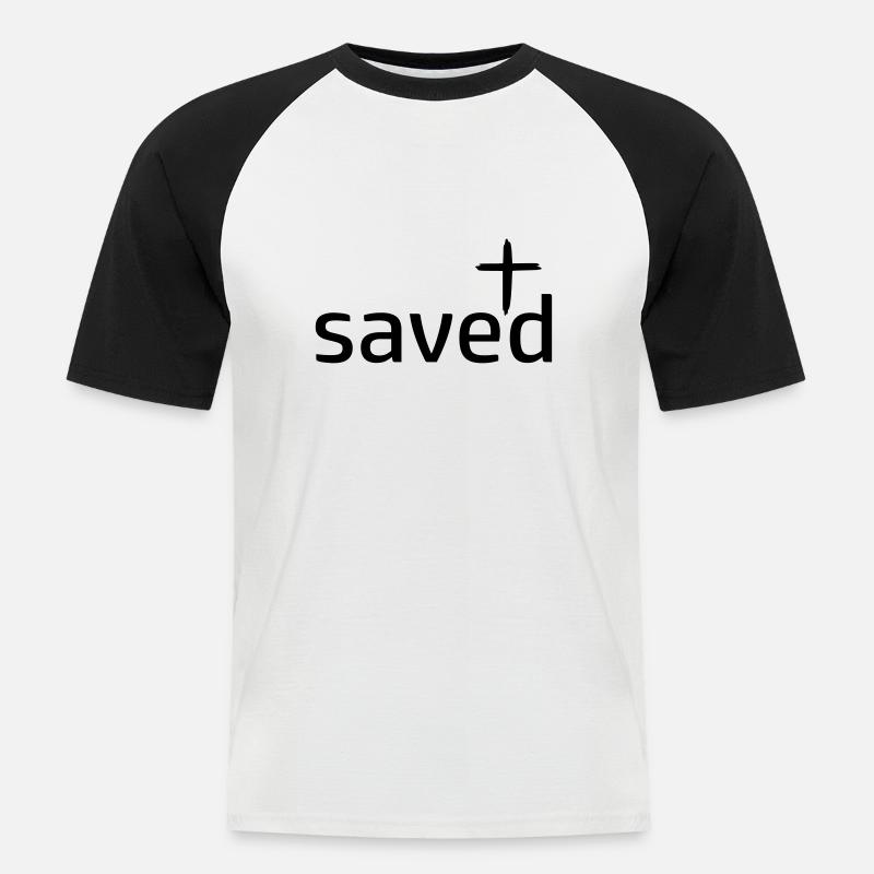 saved gerettet by csDesign - Männer Baseball-T-Shirt - Weiß/Schwarz