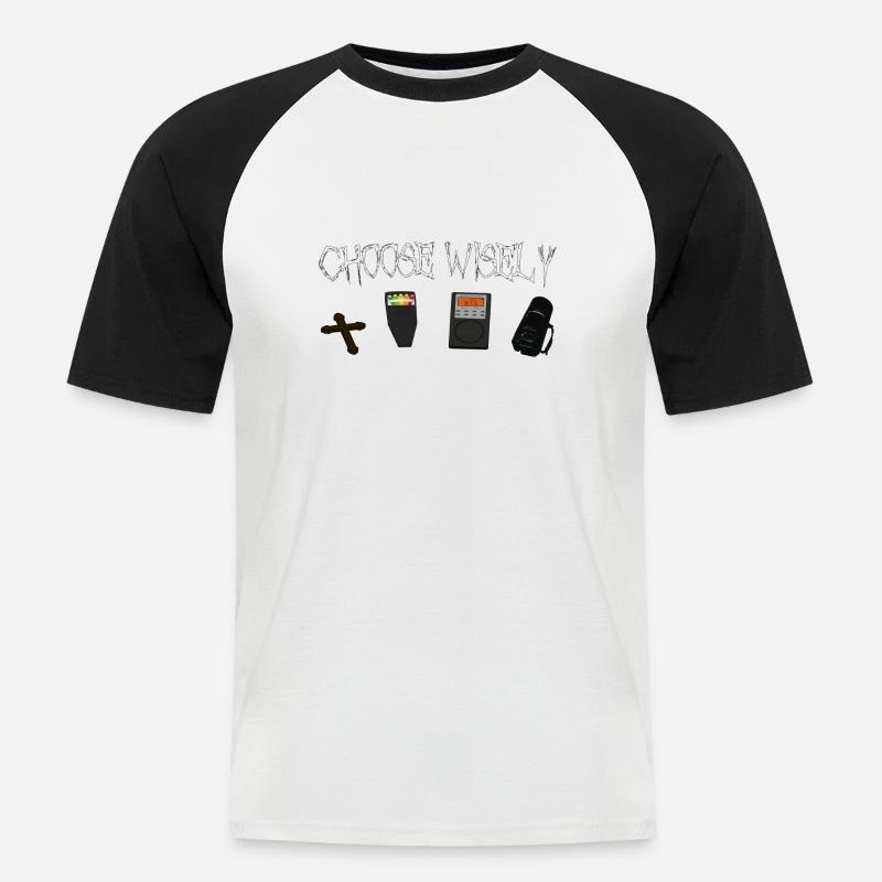 ChooseWisely Phasmo - Männer Baseball-T-Shirt - Weiß/Schwarz