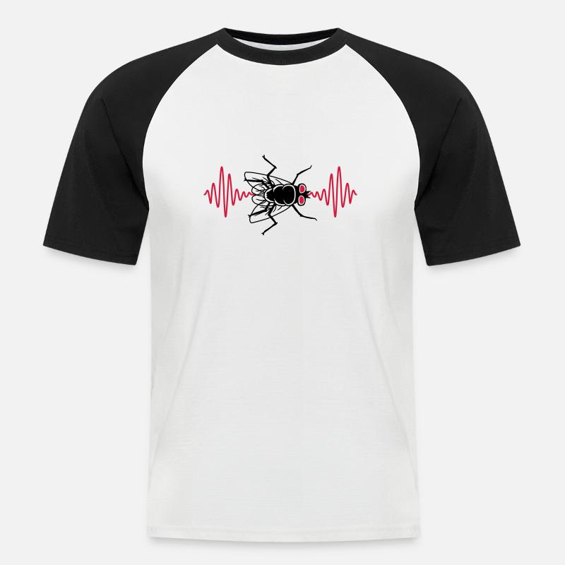 Puls Stubenfliege kleine Hausfliege - Männer Baseball-T-Shirt - Weiß/Schwarz
