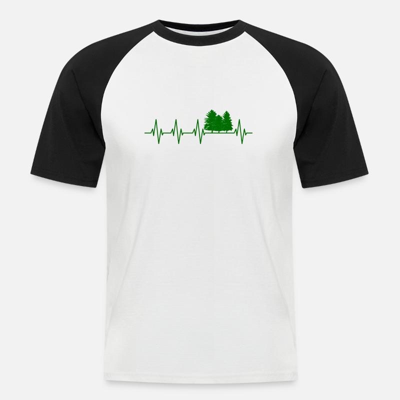 Wald Herzschlag Baum - Männer Baseball-T-Shirt - Weiß/Schwarz