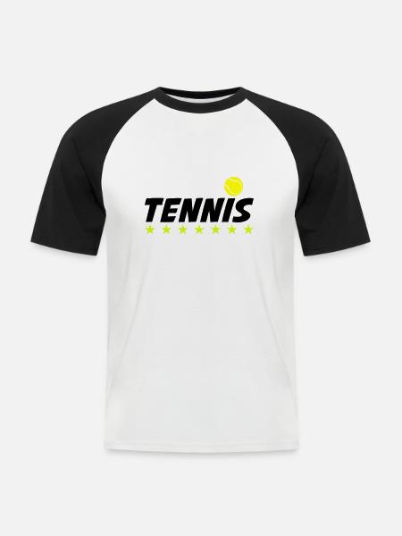 tennis 01 - Männer Baseball-T-Shirt - Weiß/Schwarz