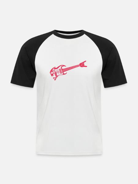 Gitarre Rot Logo - Männer Baseball-T-Shirt - Weiß/Schwarz