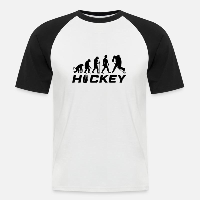 hockey evolution 1 - Männer Baseball-T-Shirt - Weiß/Schwarz