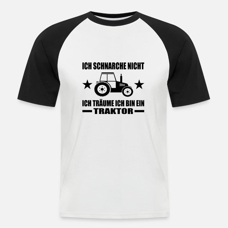 Traktor - Männer Baseball-T-Shirt - Weiß/Schwarz