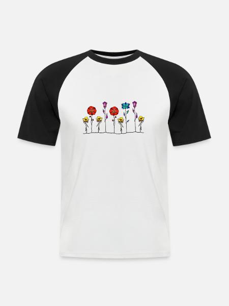 Blumen - Männer Baseball-T-Shirt - Weiß/Schwarz