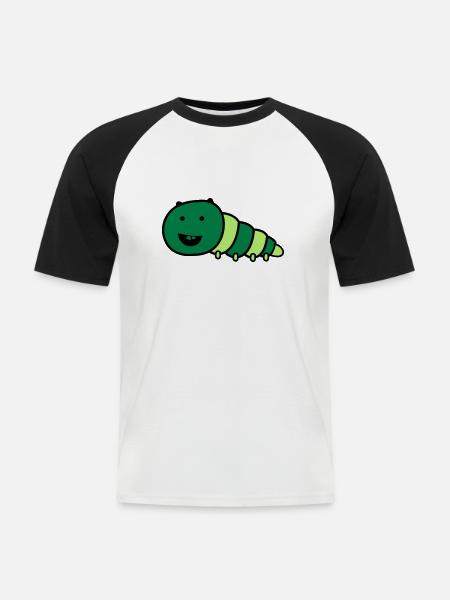 lustige_raupe - Men's Baseball T-Shirt - white/black