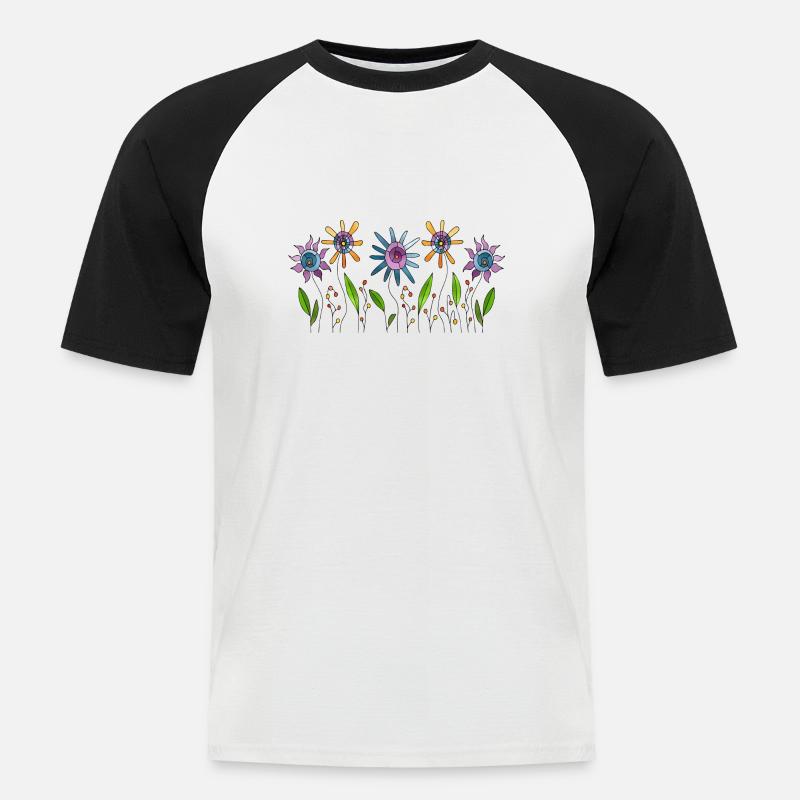 Blumen - Männer Baseball-T-Shirt - Weiß/Schwarz