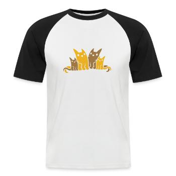 Papa Mama Cats Family - Men's Baseball T-Shirt - white/black - Front - Nik (191cm)