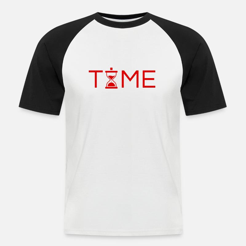 Zeit Zeit Geschenkidee - Männer Baseball-T-Shirt - Weiß/Schwarz