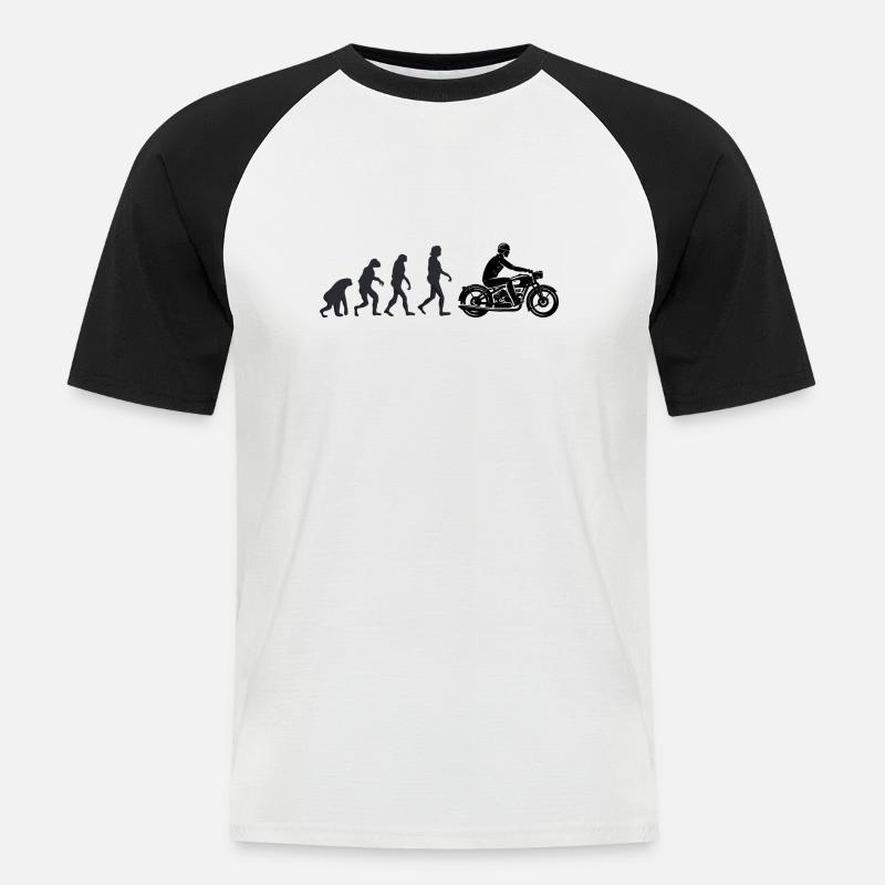Biker - Human evolution - Men's Baseball T-Shirt - white/black
