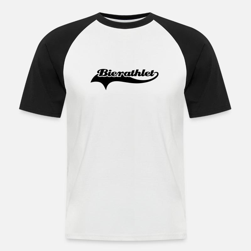 Bierathlet Schweif - Männer Baseball-T-Shirt - Weiß/Schwarz
