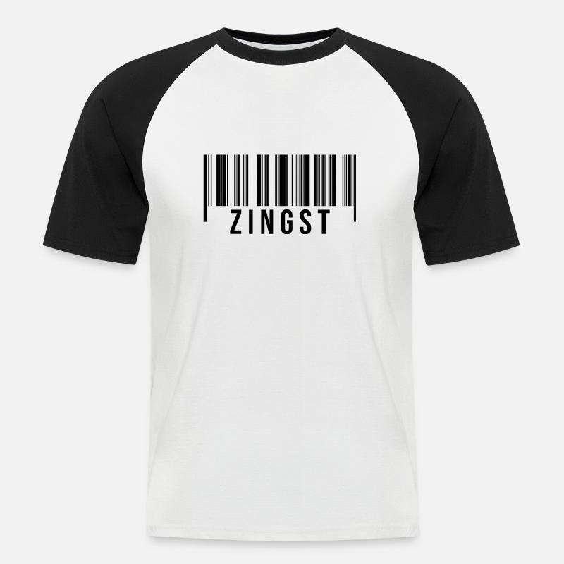 Zingst Strichcode - Männer Baseball-T-Shirt - Weiß/Schwarz