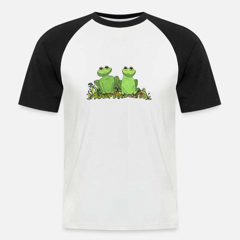 Frösche - Männer Baseball-T-Shirt - Weiß/Schwarz