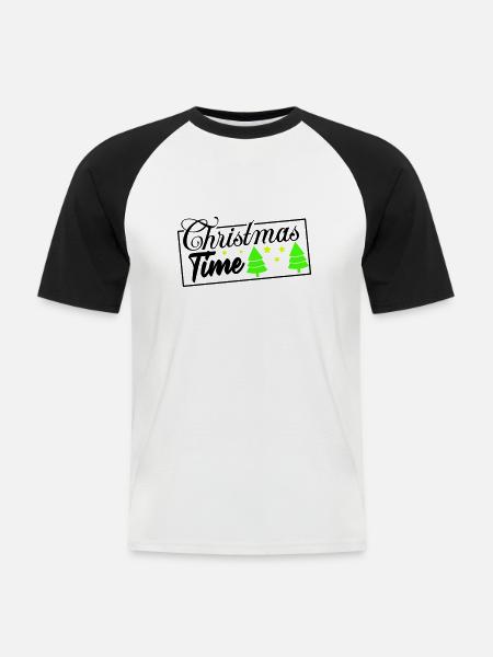 Période de Noël - T-shirt baseball manches courtes Homme - blanc/noir