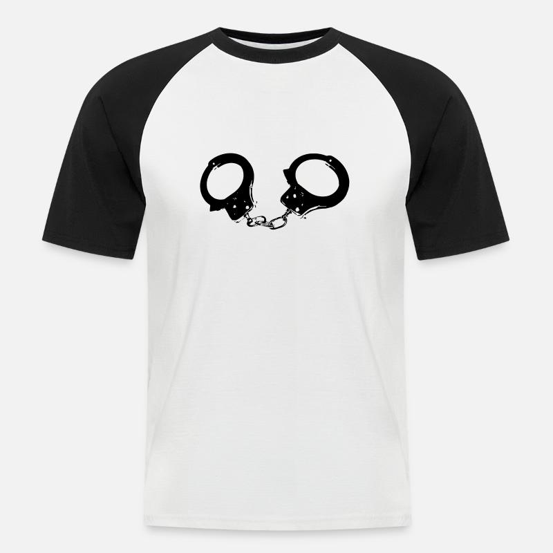 handschellen - Männer Baseball-T-Shirt - Weiß/Schwarz