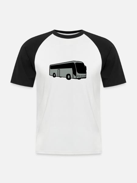 bus - T-shirt baseball manches courtes Homme - blanc/noir