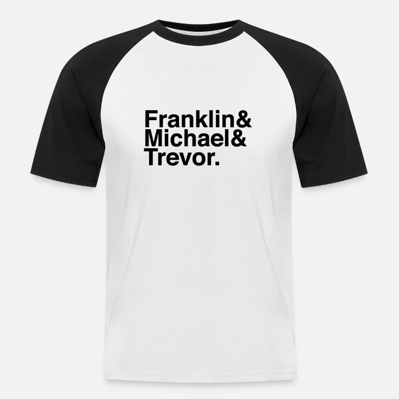 GTA 5 – Franklin&Michael&Trevor. - Männer Baseball-T-Shirt - Weiß/Schwarz
