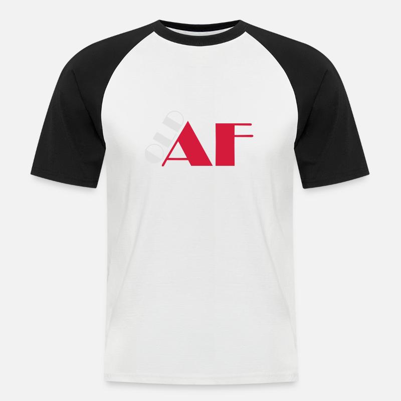 old AF Text Logo - Männer Baseball-T-Shirt - Weiß/Schwarz
