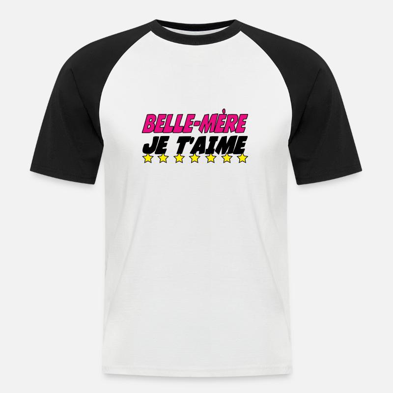 Stiefmutter, ich liebe dich - Männer Baseball-T-Shirt - Weiß/Schwarz