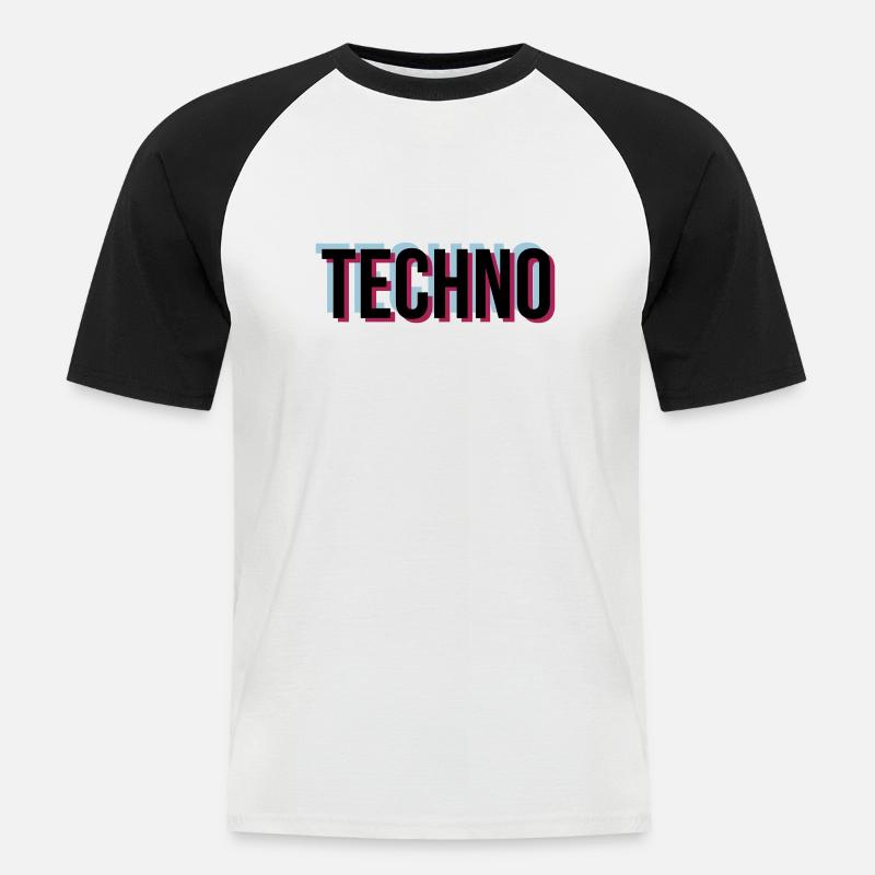 Trippy Techno - Männer Baseball-T-Shirt - Weiß/Schwarz