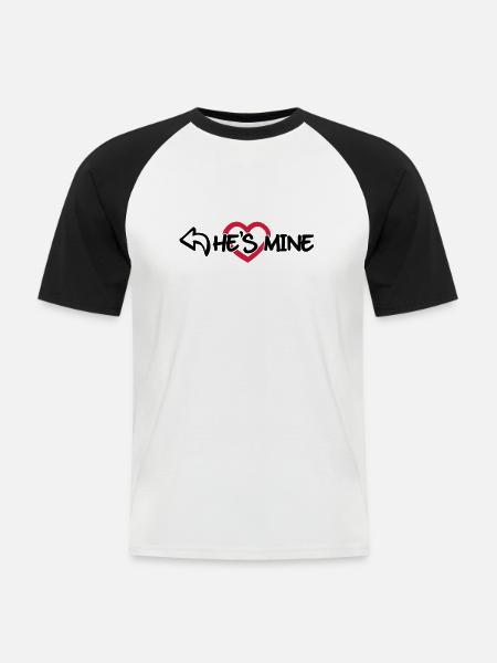 He's mine - Kortærmet herre-baseballshirt - hvid/sort