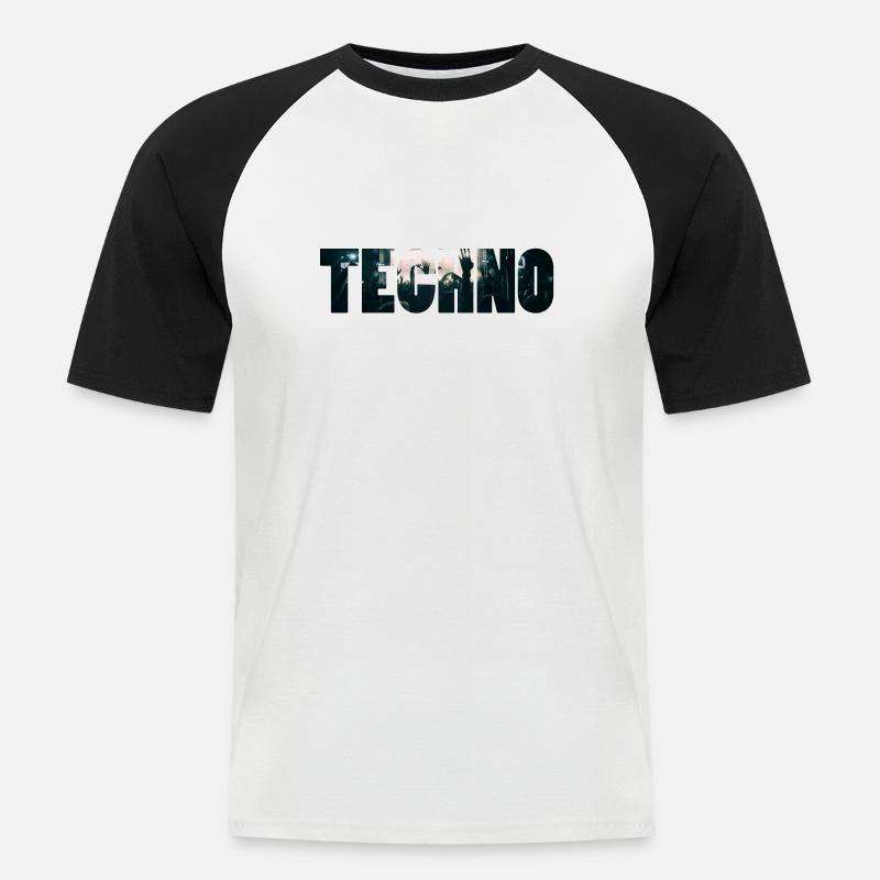 technocrowd - Männer Baseball-T-Shirt - Weiß/Schwarz