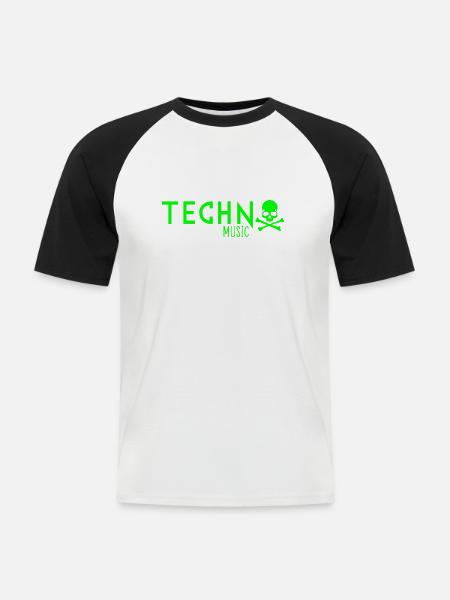 Techno-Musik - Männer Baseball-T-Shirt - Weiß/Schwarz