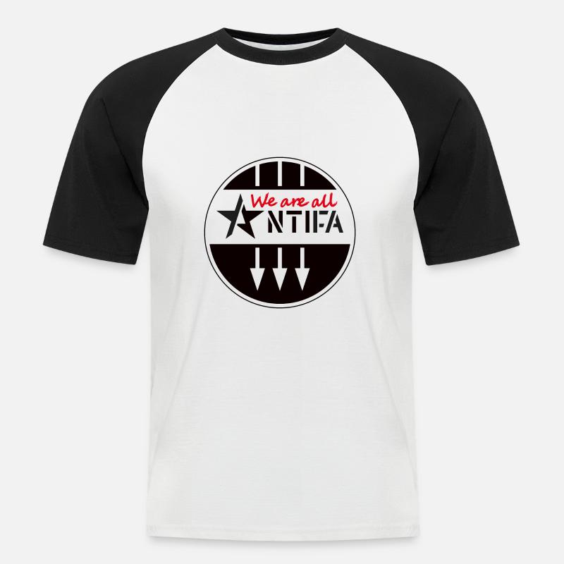 We are all ANTIFA - Männer Baseball-T-Shirt - Weiß/Schwarz