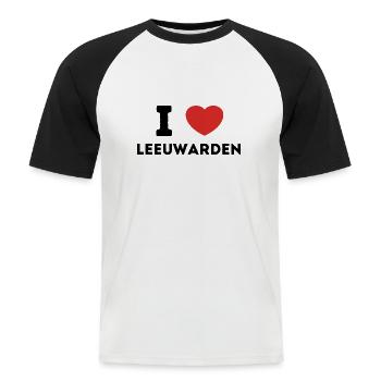 I Love Leeuwarden Pays-Bas - T-shirt baseball manches courtes Homme - blanc/noir - Devant - Nik (191cm)