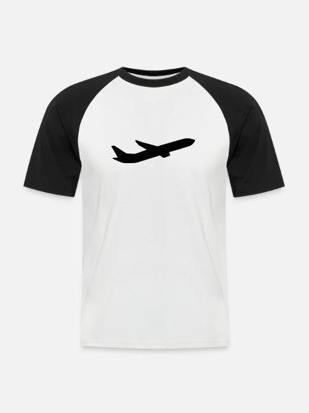 Airplane - Men's Baseball T-Shirt - white/black