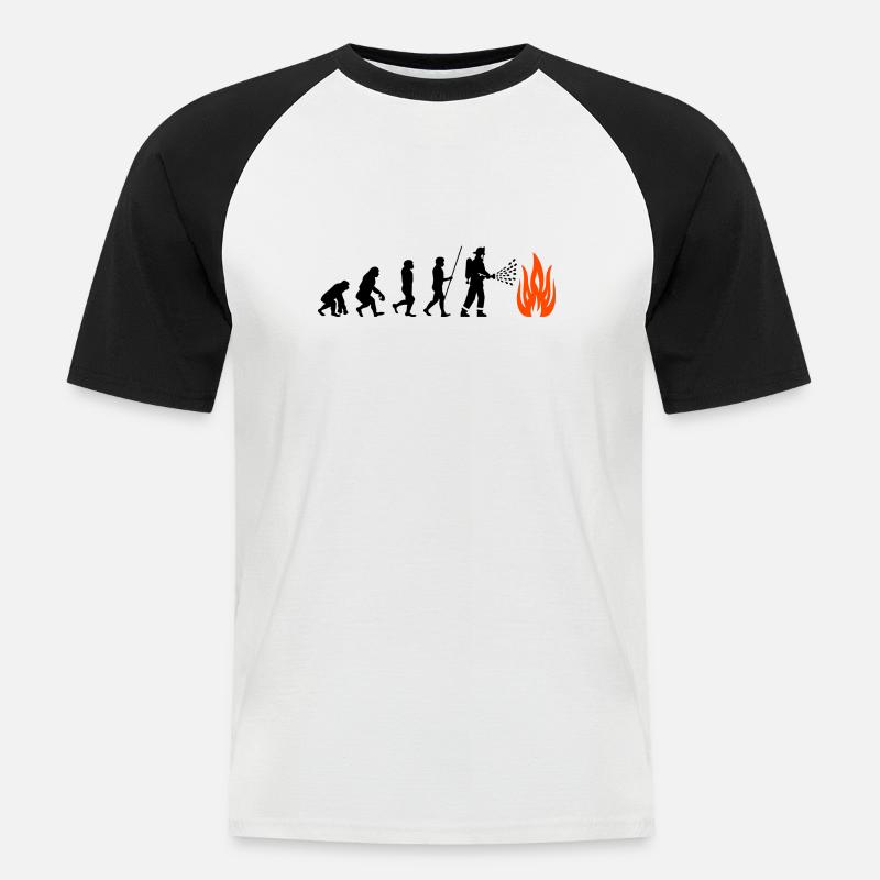 Feuerwehr Evolution - Männer Baseball-T-Shirt - Weiß/Schwarz