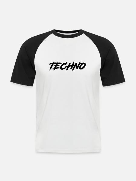 Techno Festival Raver Outfit - Men's Baseball T-Shirt - white/black