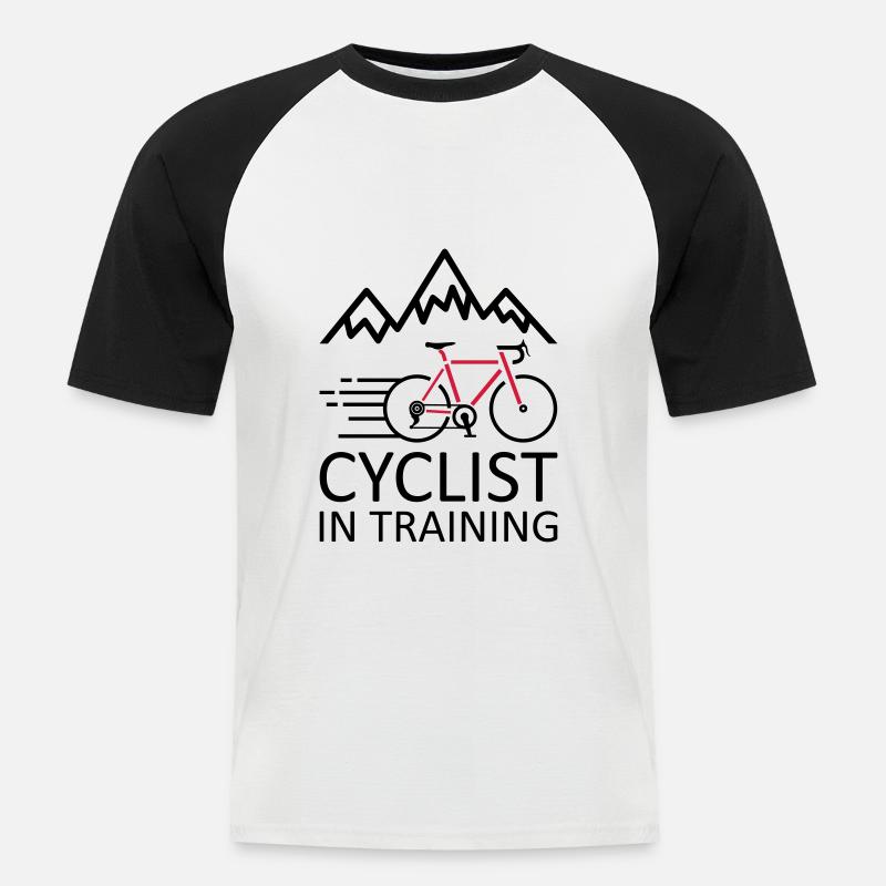 Cyclist In Training - Männer Baseball-T-Shirt - Weiß/Schwarz