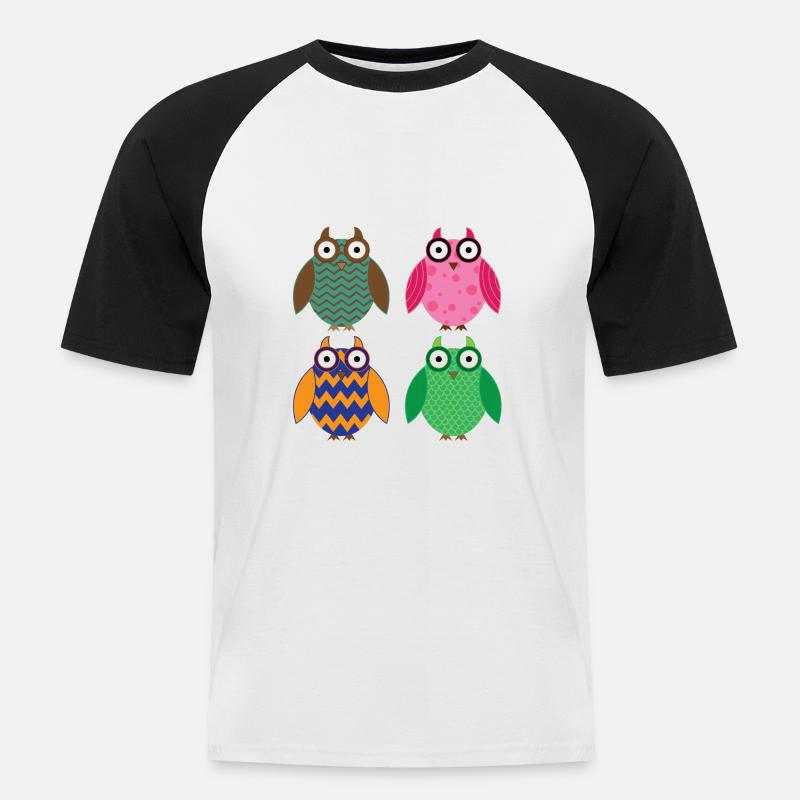 Die Eulen - Männer Baseball-T-Shirt - Weiß/Schwarz
