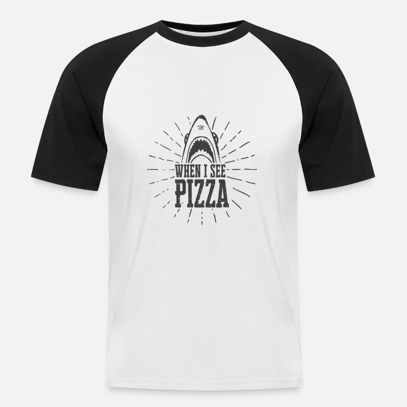 Pizza Sarkasmus Grafik - Männer Baseball-T-Shirt - Weiß/Schwarz