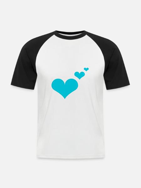 Herzen blau Geschenkidee - Männer Baseball-T-Shirt - Weiß/Schwarz