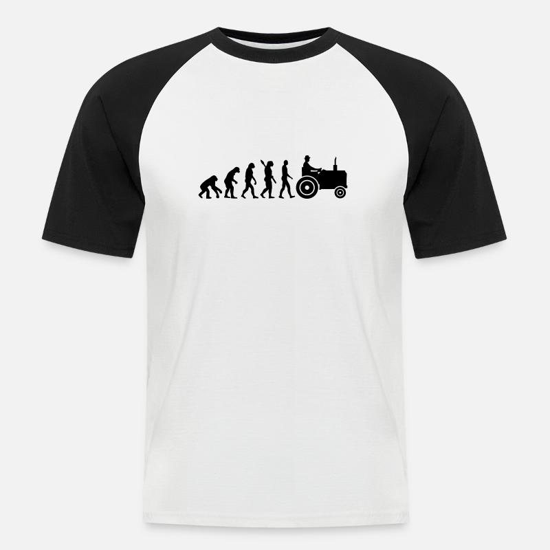Evolution Tracteur - T-shirt baseball manches courtes Homme - blanc/noir