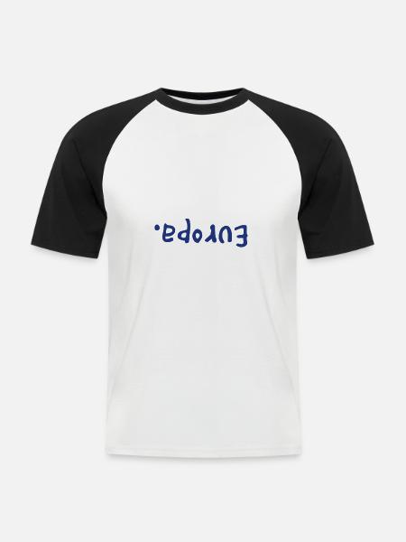 Europa. Auf dem Kopf - Männer Baseball-T-Shirt - Weiß/Schwarz