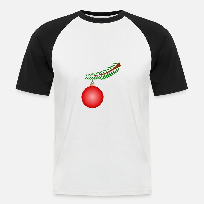 Weihnachtskugel am Ast - Rot - Männer Baseball-T-Shirt - Weiß/Schwarz