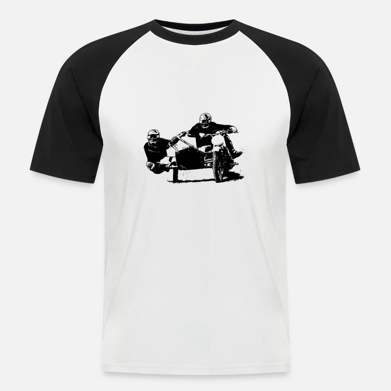 Sidecar Moto Cross - Männer Baseball-T-Shirt - Weiß/Schwarz