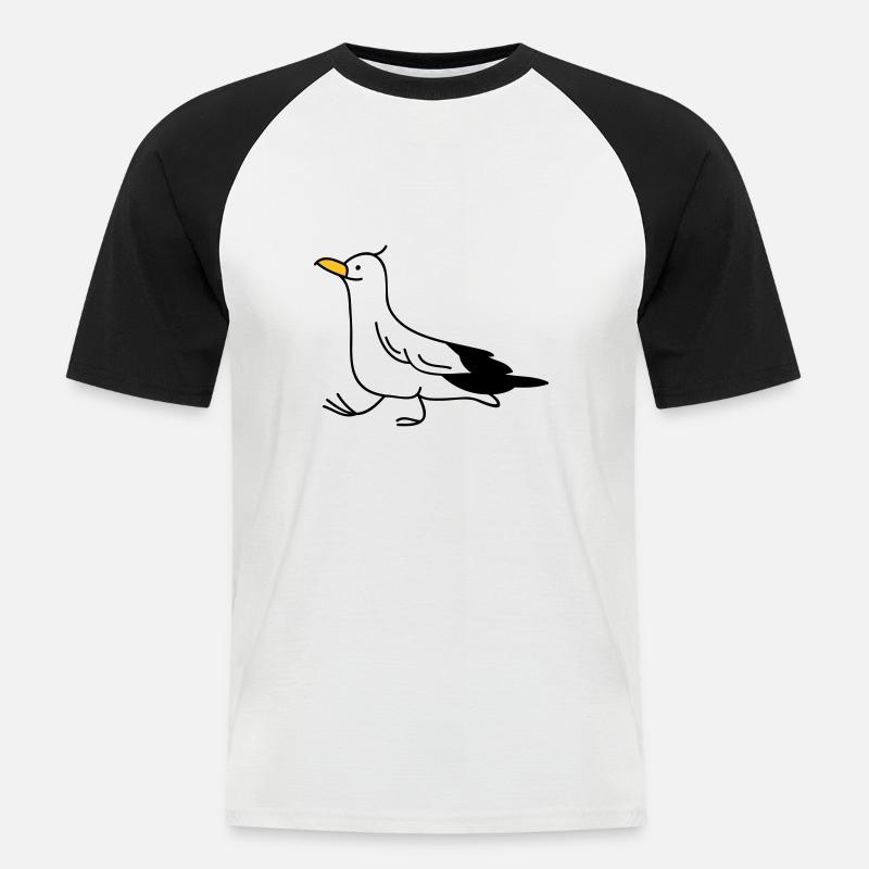 lustige Möwe - Männer Baseball-T-Shirt - Weiß/Schwarz