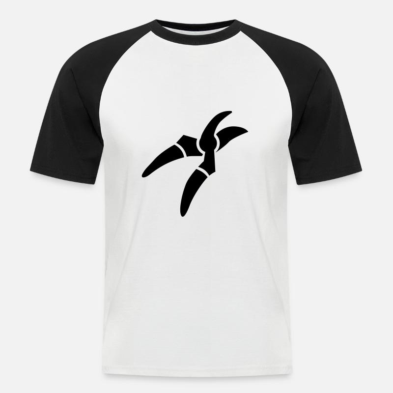 Schere - Männer Baseball-T-Shirt - Weiß/Schwarz