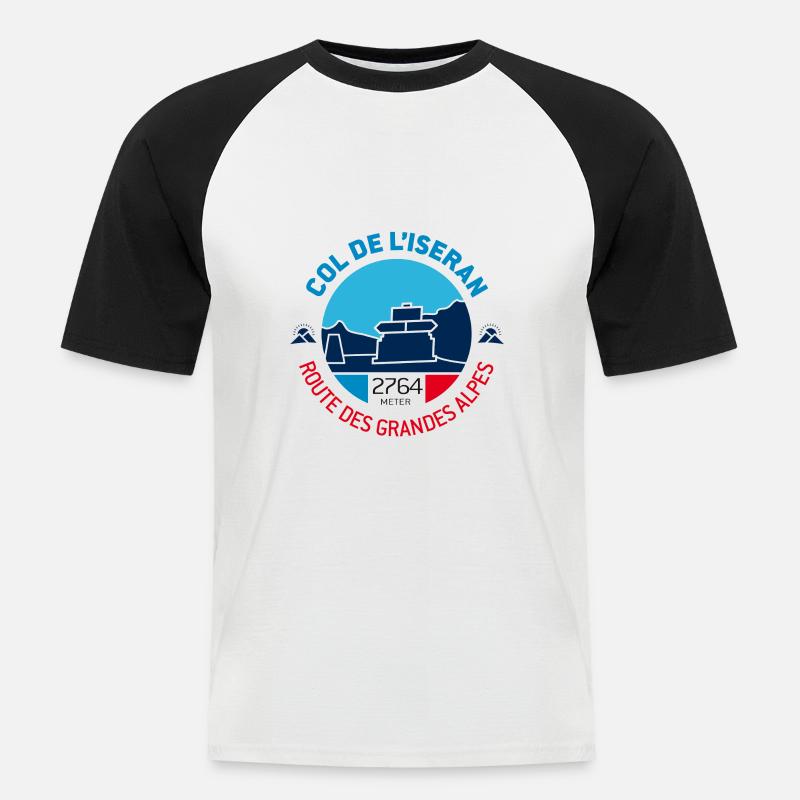 Col de l'Iseran 1 - Männer Baseball-T-Shirt - Weiß/Schwarz
