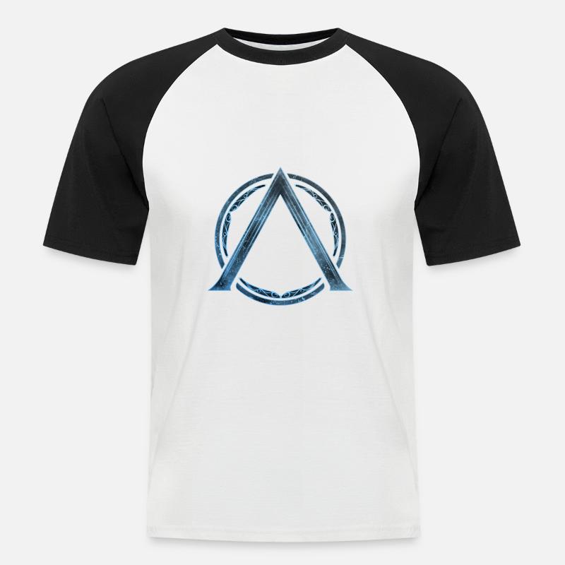 Sparta Lambda Symbol Blau Eis - Männer Baseball-T-Shirt - Weiß/Schwarz
